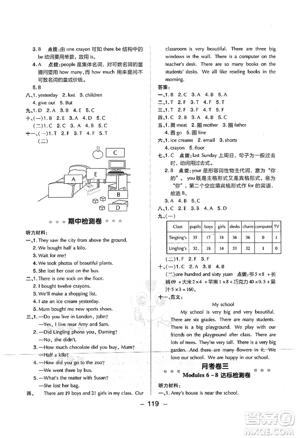 吉林教育出版社2021典中點綜合應用創(chuàng)新題五年級英語上冊WY外研版山西專版答案
