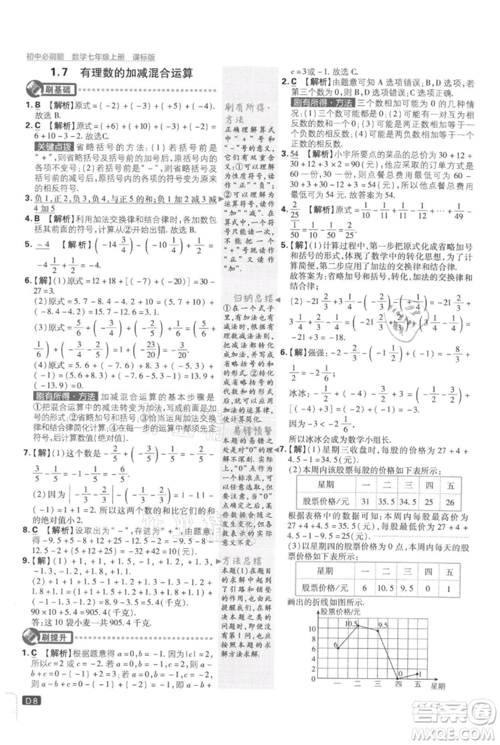 開明出版社2021初中必刷題七年級上冊數(shù)學冀教版參考答案