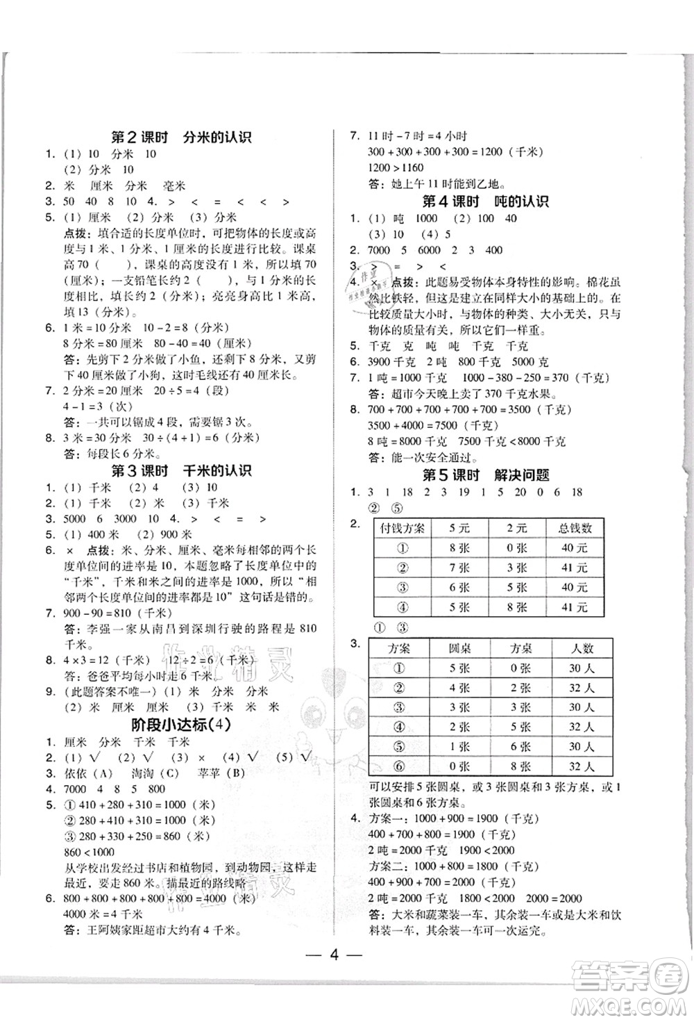 吉林教育出版社2021典中點(diǎn)綜合應(yīng)用創(chuàng)新題三年級(jí)數(shù)學(xué)上冊(cè)R人教版答案