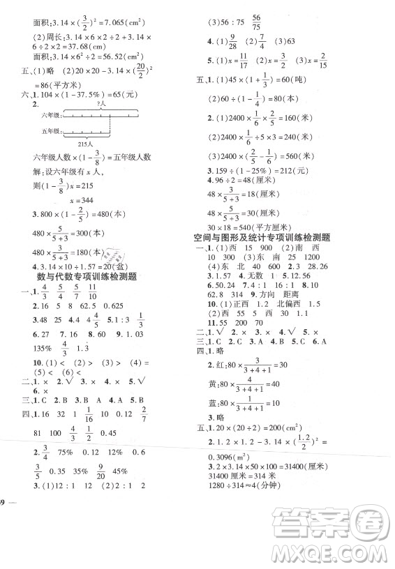 濟南出版社2021黃岡360定制密卷數(shù)學六年級上冊RJ人教版答案