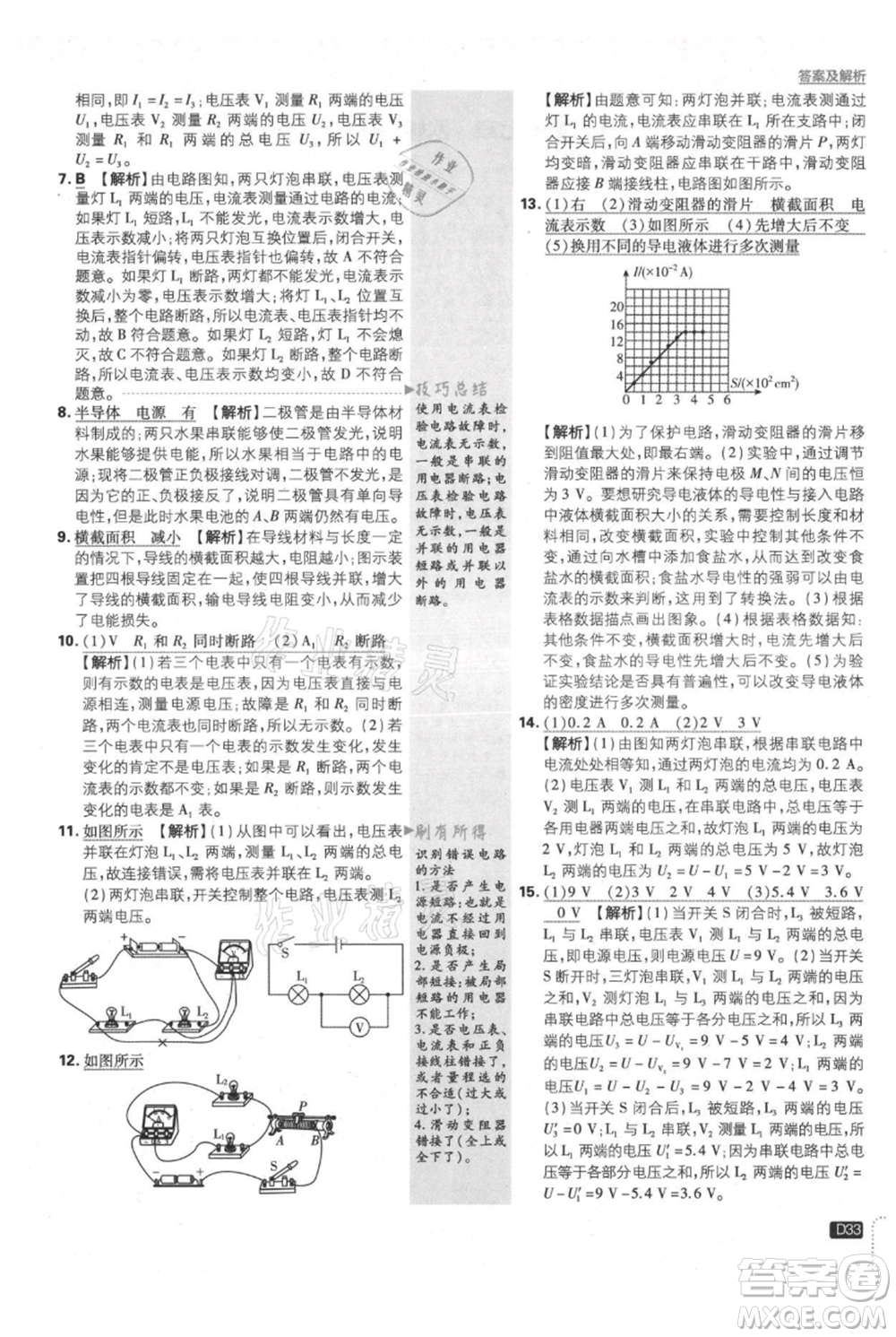 開(kāi)明出版社2021初中必刷題九年級(jí)上冊(cè)物理人教版參考答案