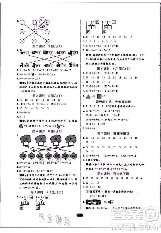 沈陽出版社2021黃岡名師天天練數(shù)學一年級上冊青島版答案