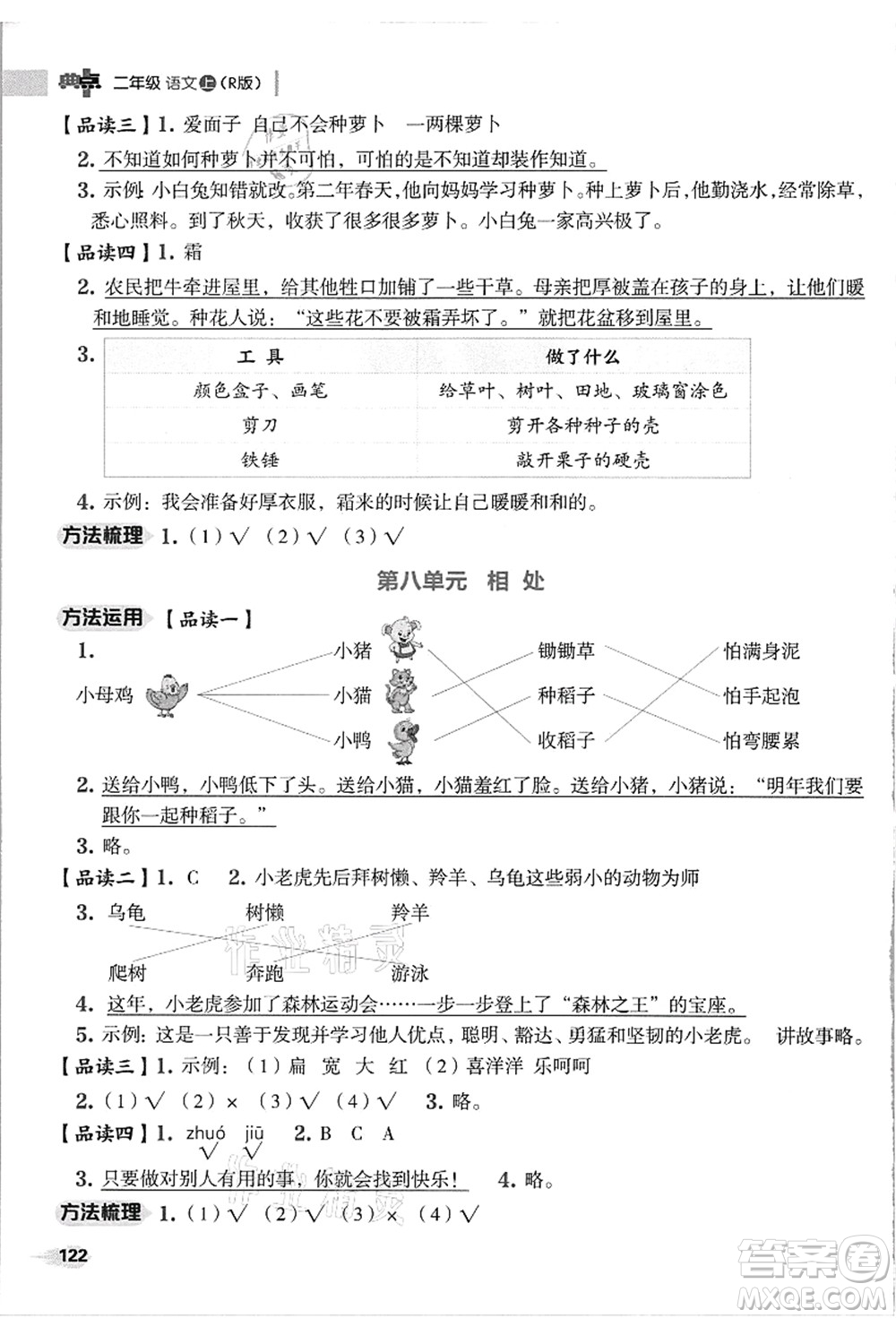 吉林教育出版社2021典中點(diǎn)綜合應(yīng)用創(chuàng)新題二年級(jí)語(yǔ)文上冊(cè)R人教版浙江專版答案