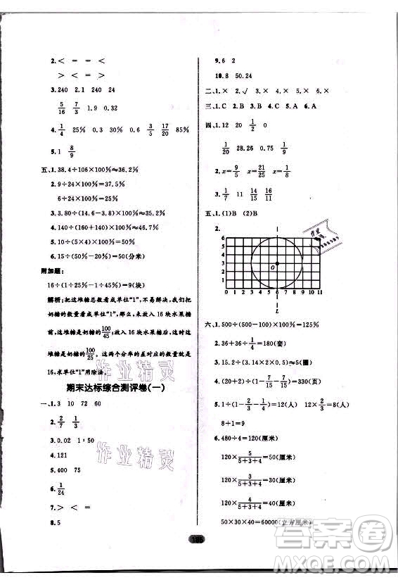 沈陽出版社2021黃岡名師天天練數(shù)學六年級上冊六三學制青島版答案