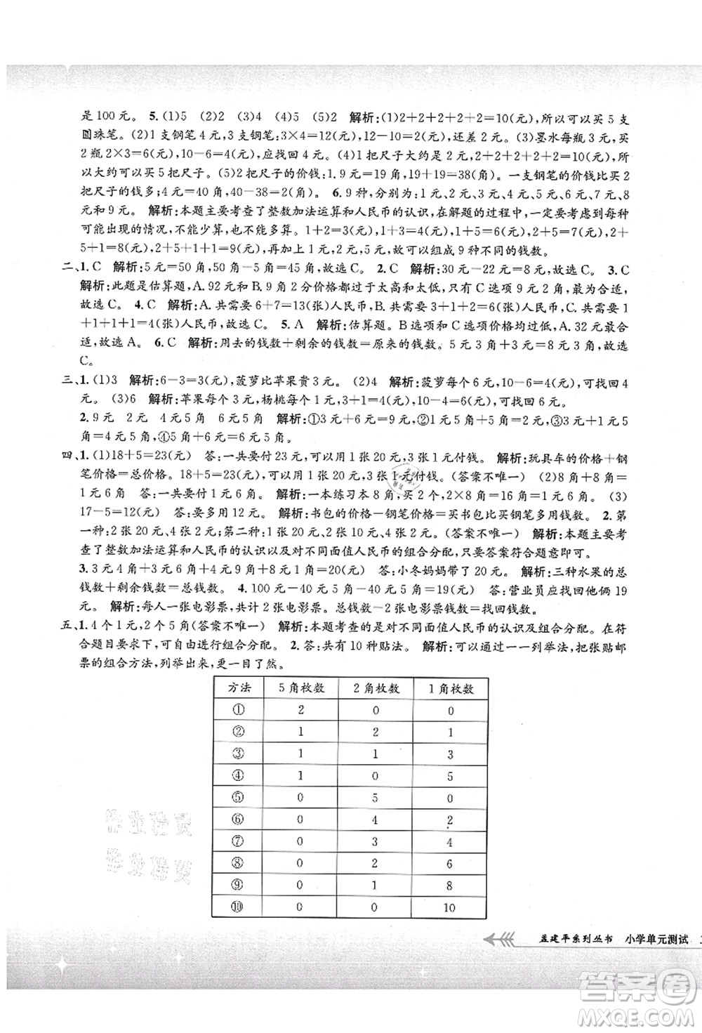 浙江工商大學(xué)出版社2021孟建平系列叢書小學(xué)單元測(cè)試二年級(jí)數(shù)學(xué)上冊(cè)B北師大版答案