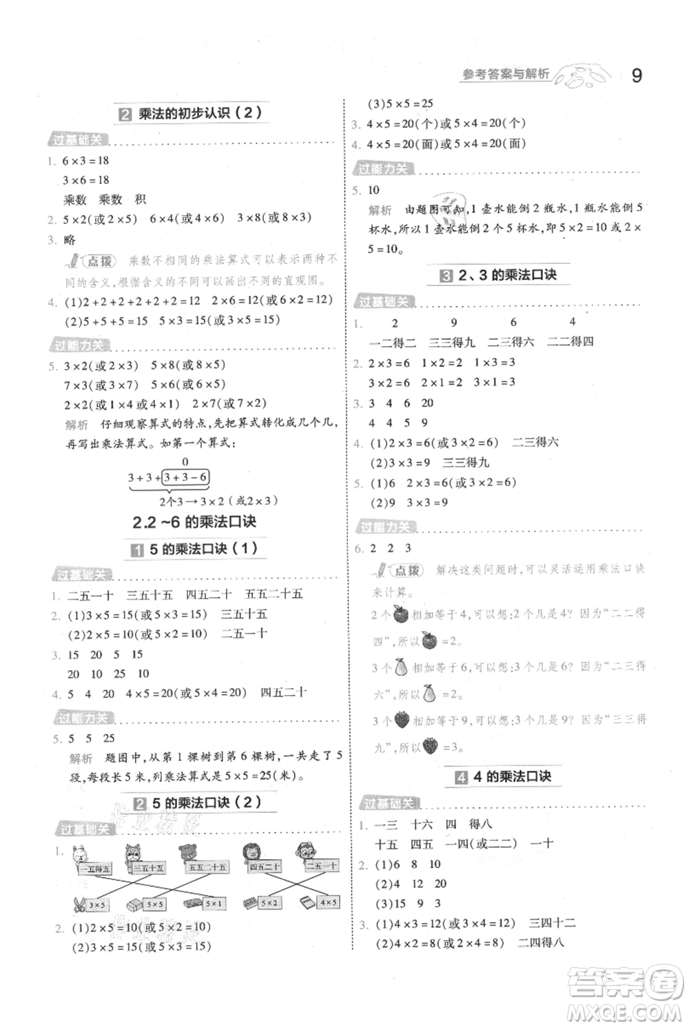 南京師范大學(xué)出版社2021一遍過二年級上冊數(shù)學(xué)人教版參考答案