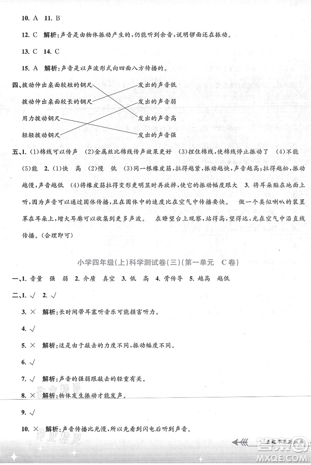 浙江工商大學(xué)出版社2021孟建平系列叢書小學(xué)單元測試四年級(jí)科學(xué)上冊(cè)J教科版答案