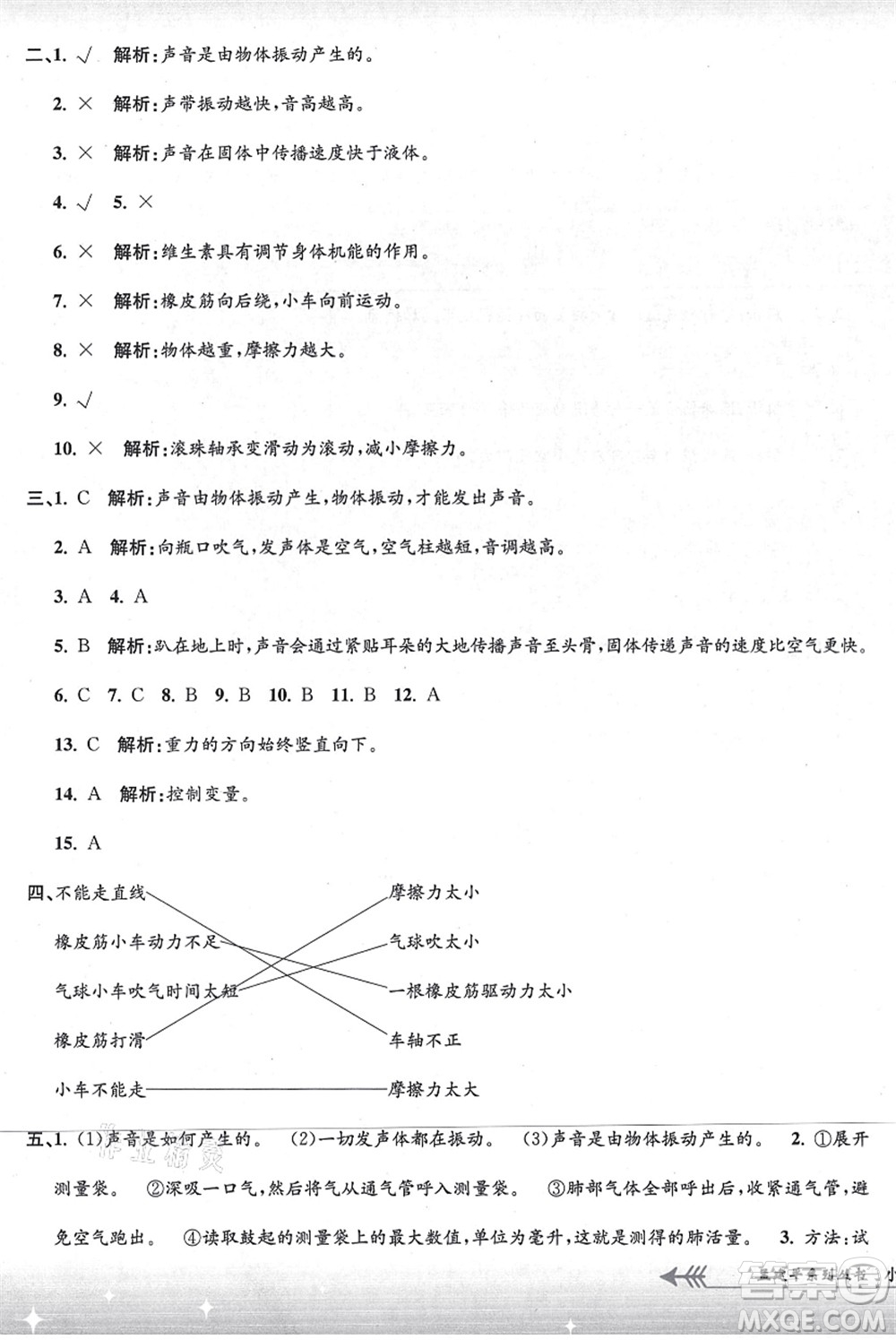 浙江工商大學(xué)出版社2021孟建平系列叢書小學(xué)單元測試四年級(jí)科學(xué)上冊(cè)J教科版答案