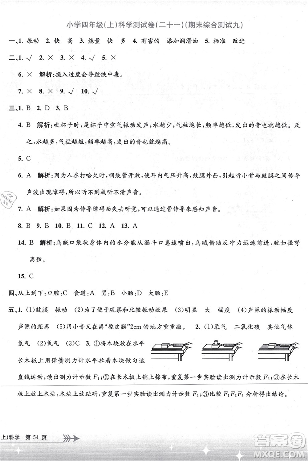 浙江工商大學(xué)出版社2021孟建平系列叢書小學(xué)單元測試四年級(jí)科學(xué)上冊(cè)J教科版答案