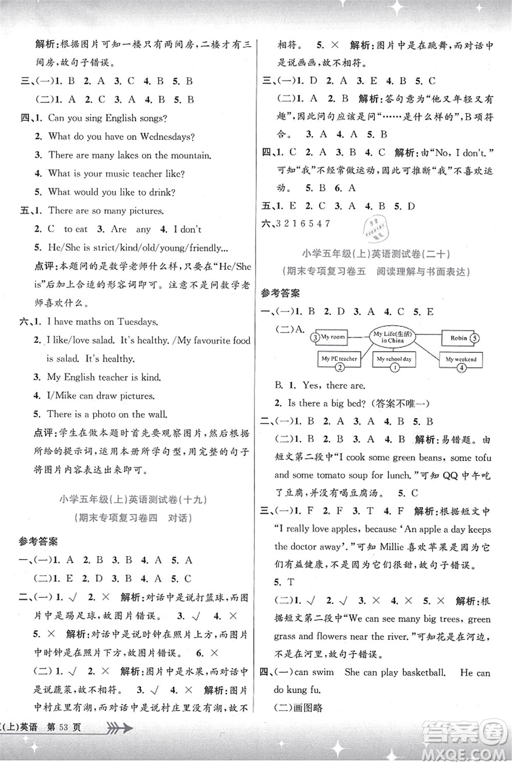 浙江工商大學(xué)出版社2021孟建平系列叢書小學(xué)單元測(cè)試五年級(jí)英語上冊(cè)R人教版答案