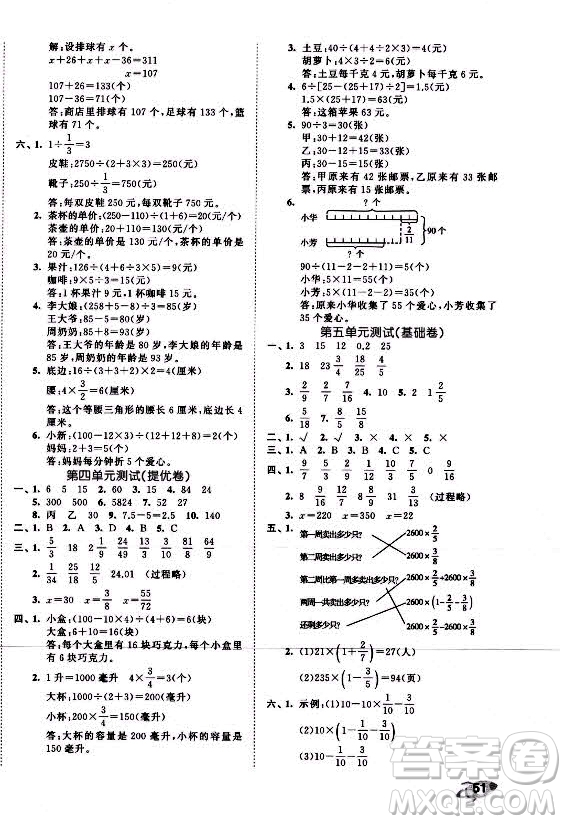 西安出版社2021秋季53全優(yōu)卷小學(xué)數(shù)學(xué)六年級(jí)上冊(cè)SJ蘇教版答案