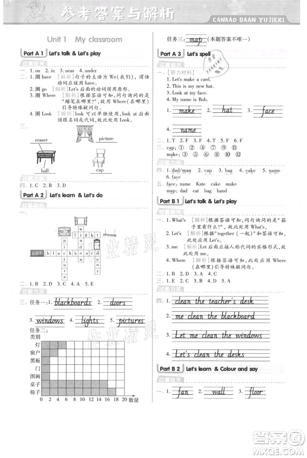 南京師范大學(xué)出版社2021一遍過(guò)四年級(jí)上冊(cè)英語(yǔ)人教版浙江專用參考答案