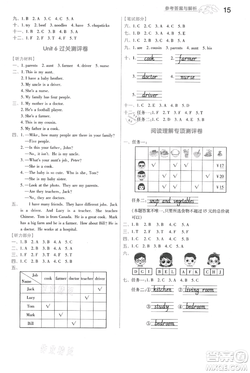 南京師范大學(xué)出版社2021一遍過(guò)四年級(jí)上冊(cè)英語(yǔ)人教版浙江專用參考答案