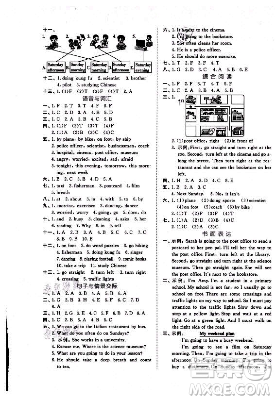西安出版社2021秋季53全優(yōu)卷小學英語六年級上冊RJ人教版答案
