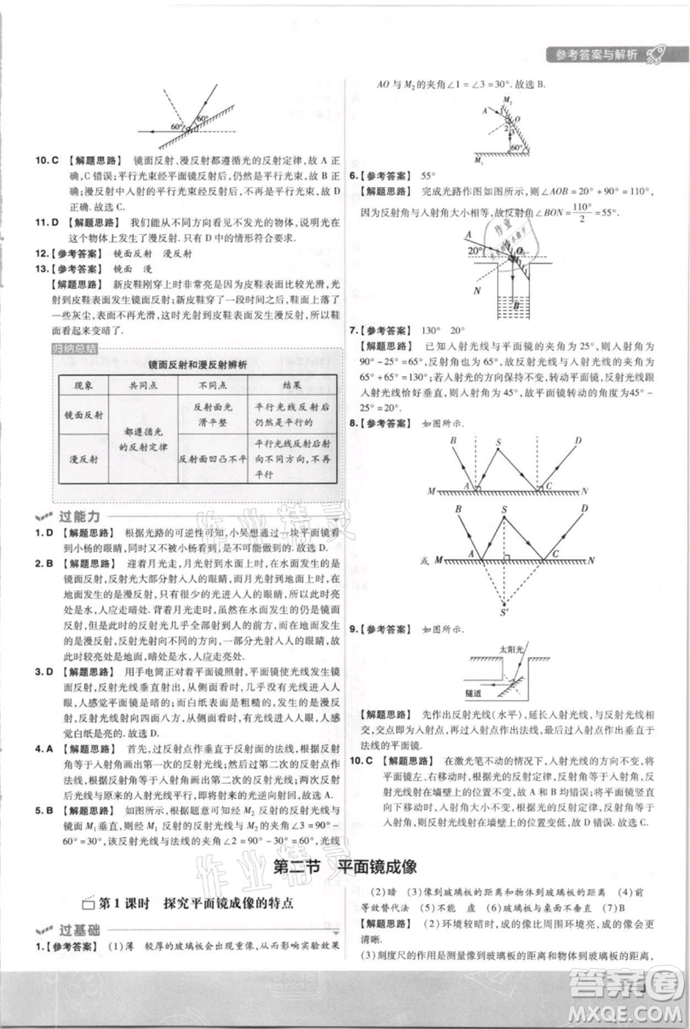 南京師范大學出版社2021一遍過八年級上冊物理滬科版參考答案