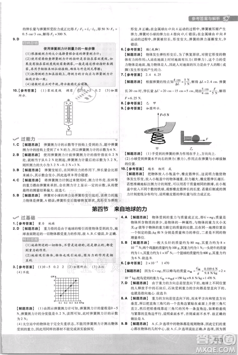 南京師范大學出版社2021一遍過八年級上冊物理滬科版參考答案