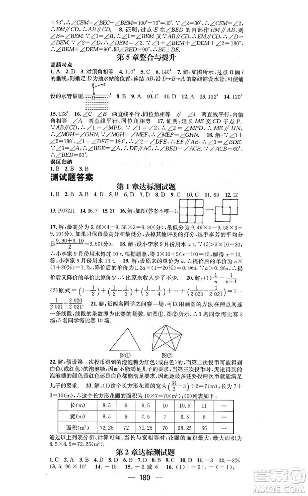 廣東經(jīng)濟(jì)出版社2021名師測控七年級數(shù)學(xué)上冊華師版答案