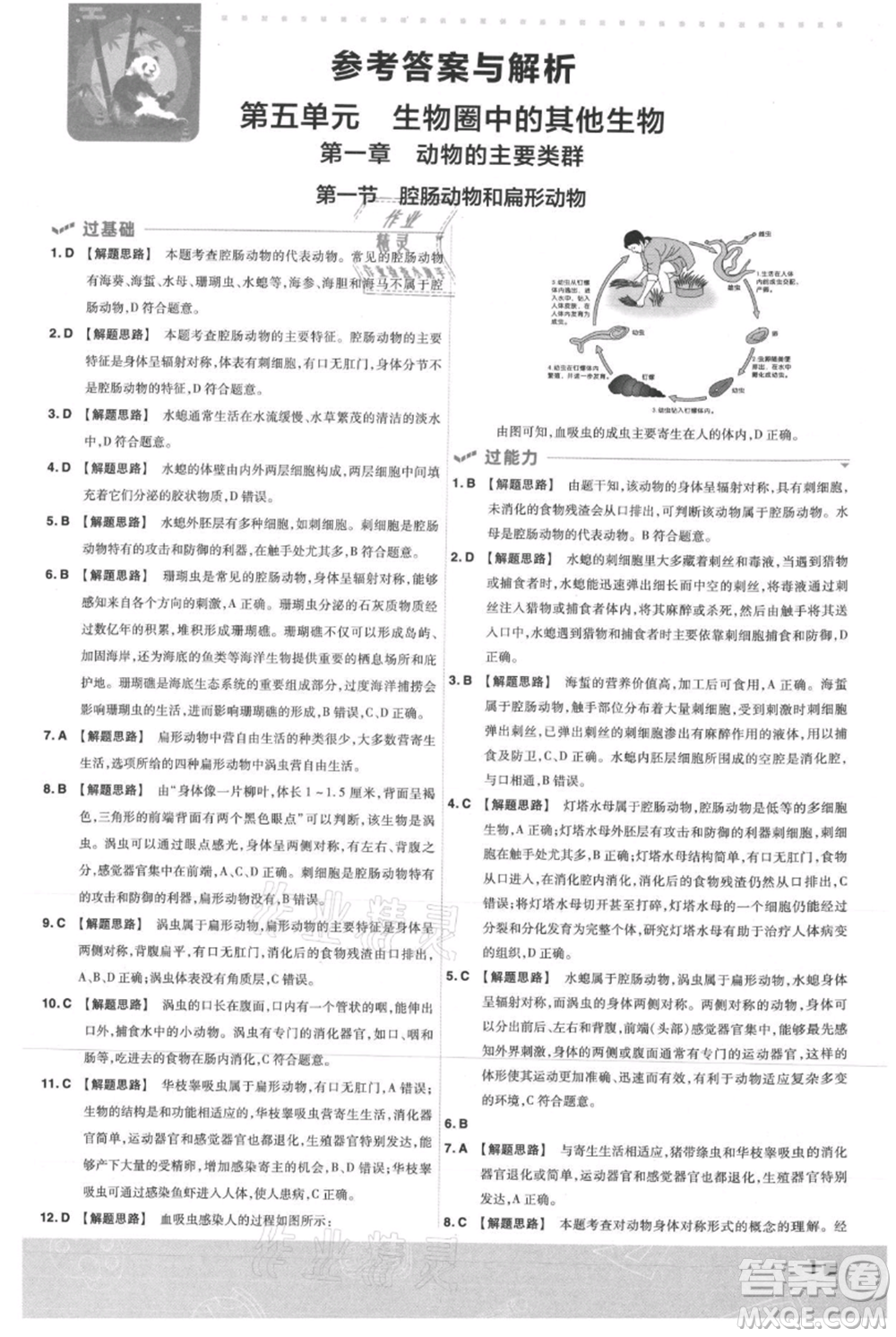 南京師范大學(xué)出版社2021一遍過(guò)八年級(jí)上冊(cè)生物人教版參考答案