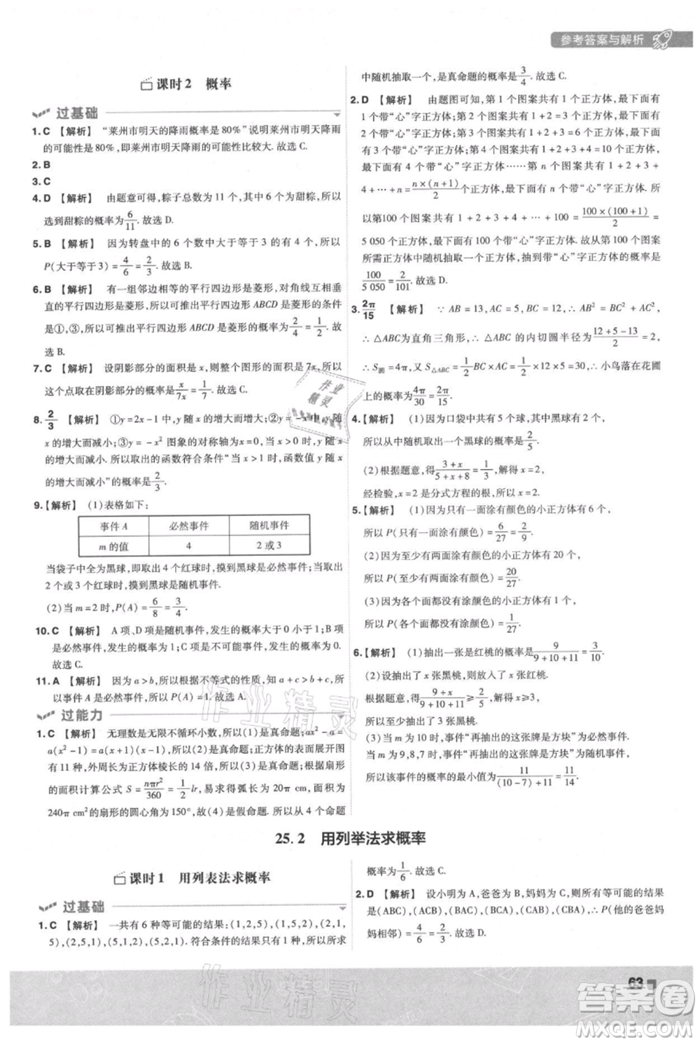 南京師范大學(xué)出版社2021一遍過九年級上冊數(shù)學(xué)人教版參考答案