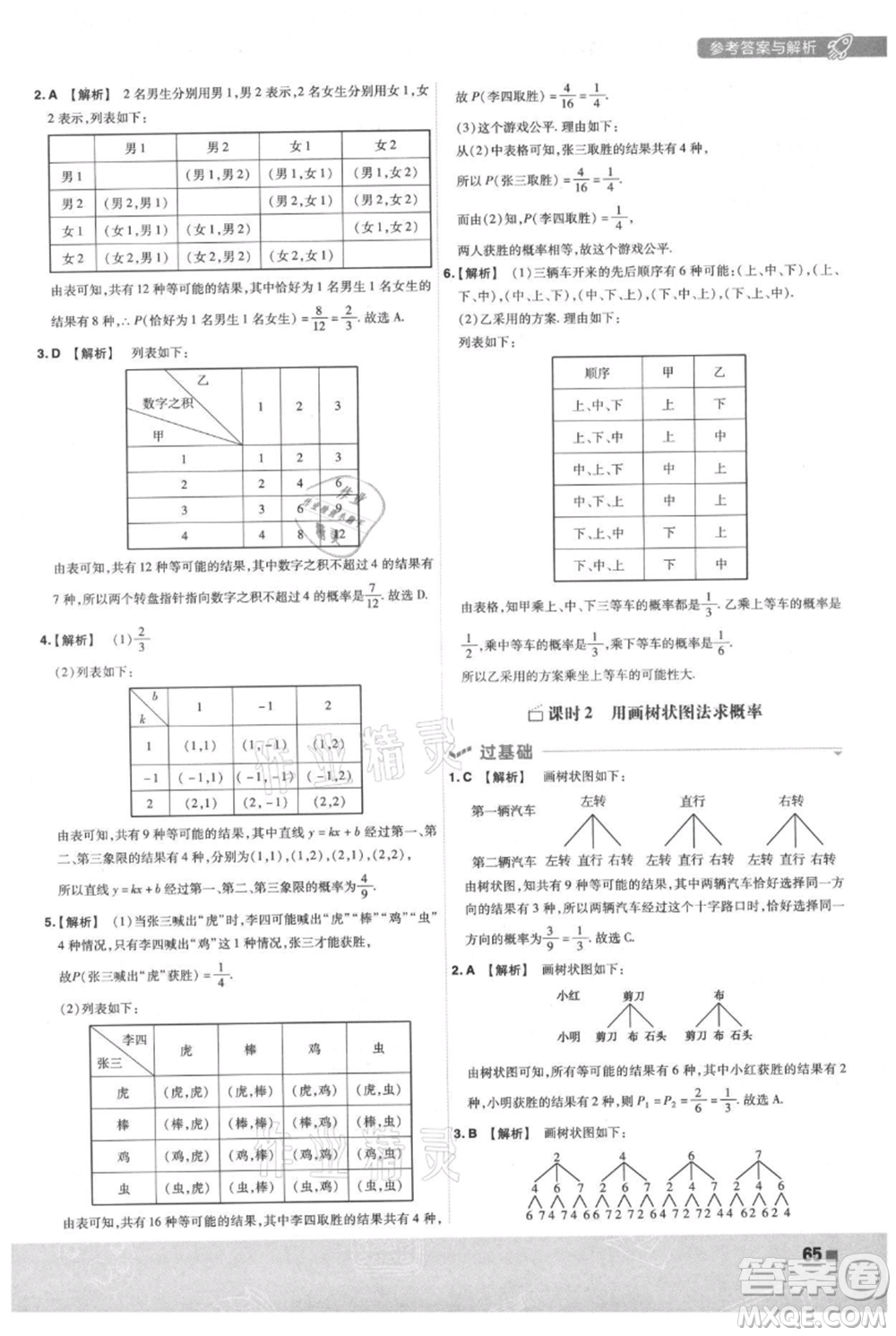 南京師范大學(xué)出版社2021一遍過九年級上冊數(shù)學(xué)人教版參考答案