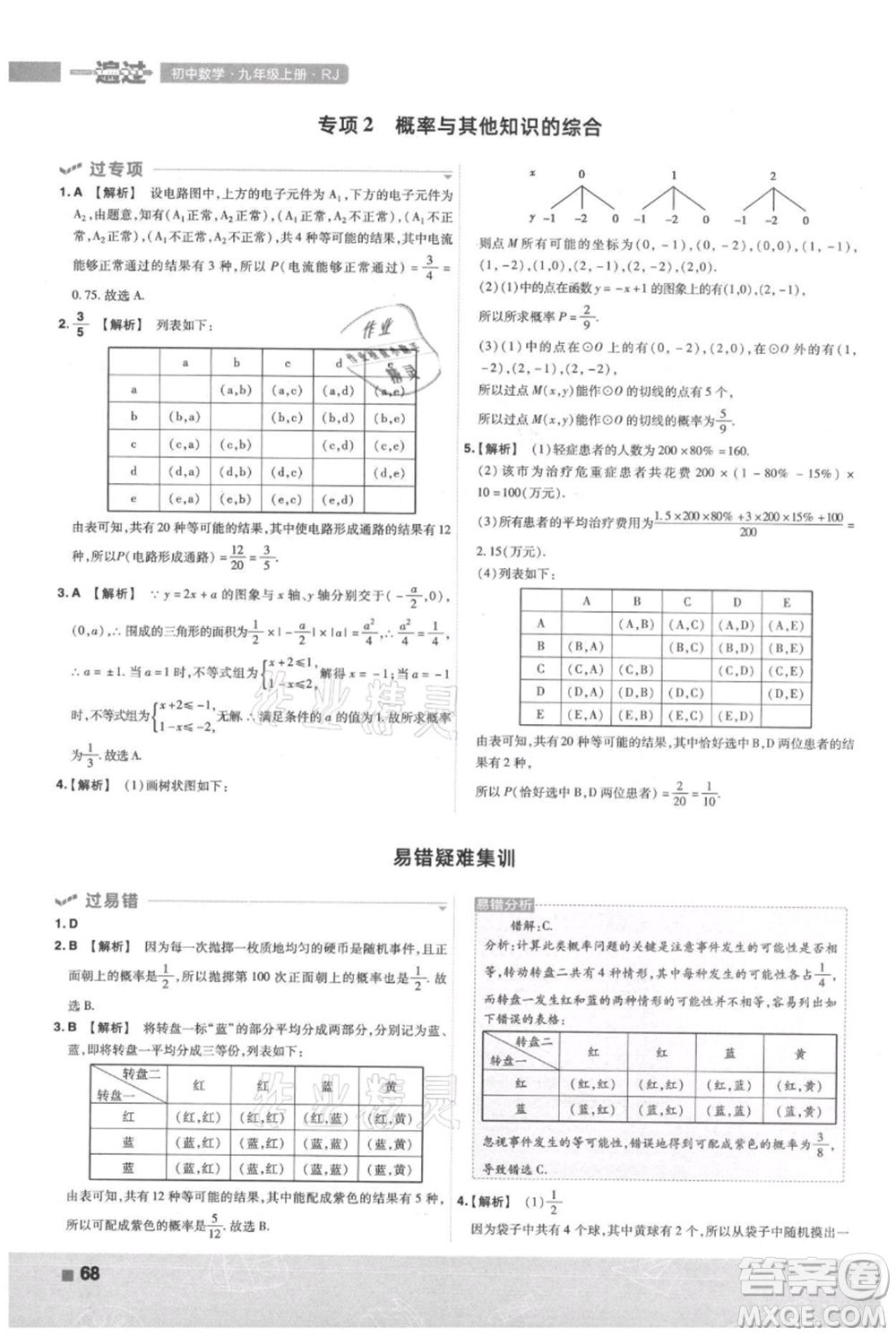 南京師范大學(xué)出版社2021一遍過九年級上冊數(shù)學(xué)人教版參考答案