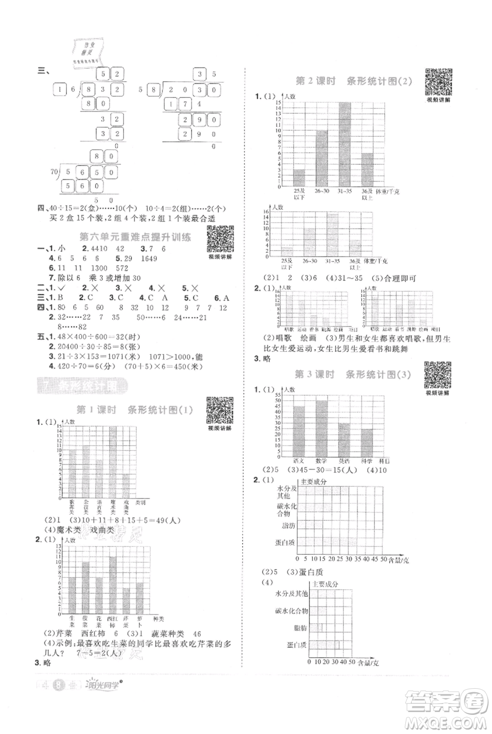 江西教育出版社2021陽光同學(xué)課時優(yōu)化作業(yè)四年級上冊數(shù)學(xué)人教版參考答案