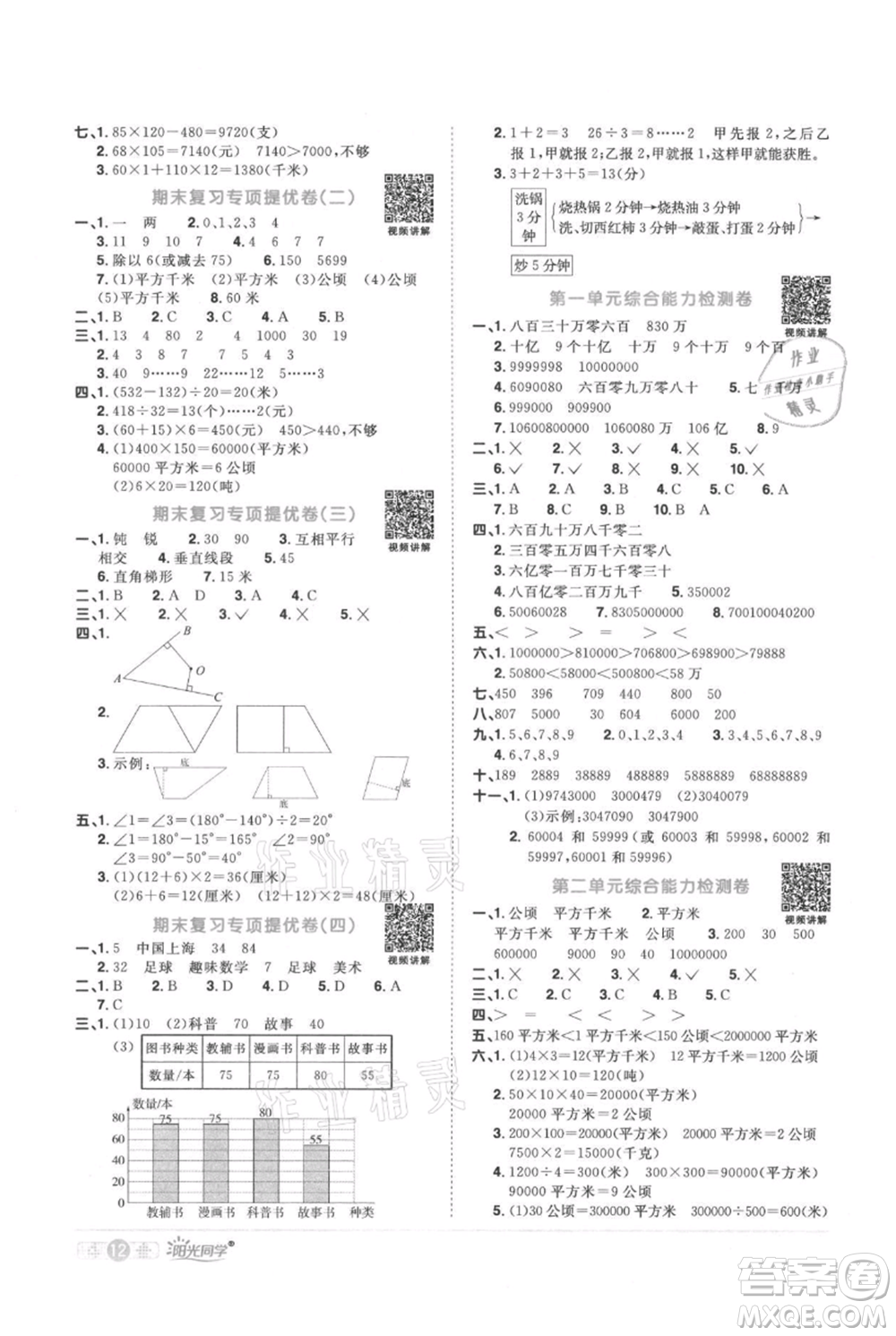 江西教育出版社2021陽光同學(xué)課時優(yōu)化作業(yè)四年級上冊數(shù)學(xué)人教版參考答案
