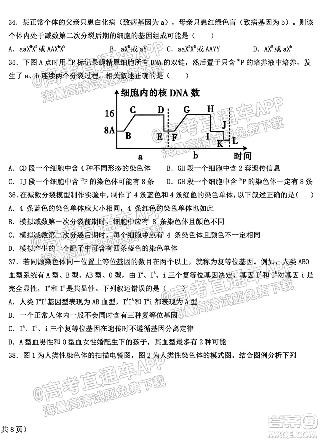哈爾濱市第九中學校2021-2022學年度上學期適應(yīng)性考試高三生物試題答案