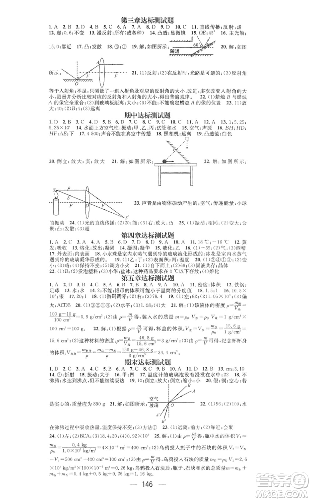 江西教育出版社2021名師測控八年級(jí)物理上冊HY滬粵版答案