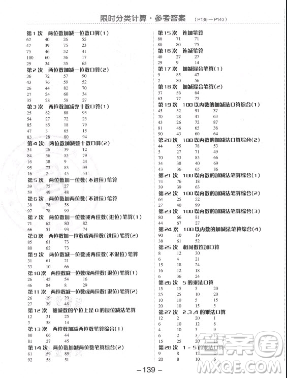 開明出版社2021全品學練考數(shù)學二年級上冊RJ人教版答案