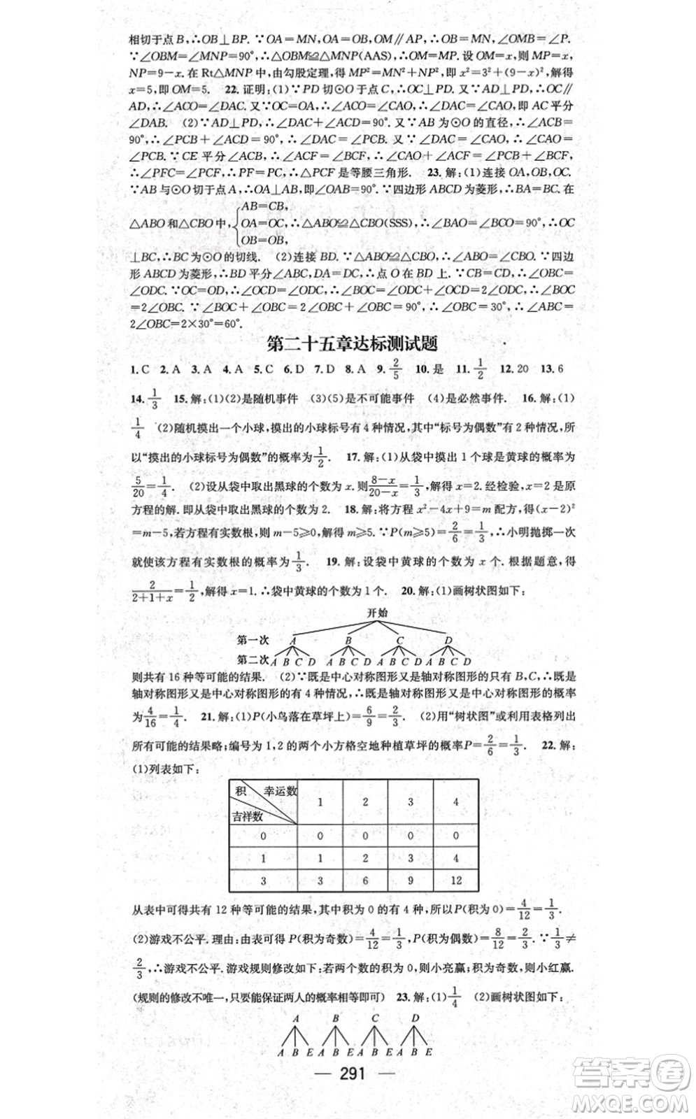 廣東經(jīng)濟(jì)出版社2021名師測(cè)控九年級(jí)數(shù)學(xué)全一冊(cè)人教版云南專(zhuān)版答案