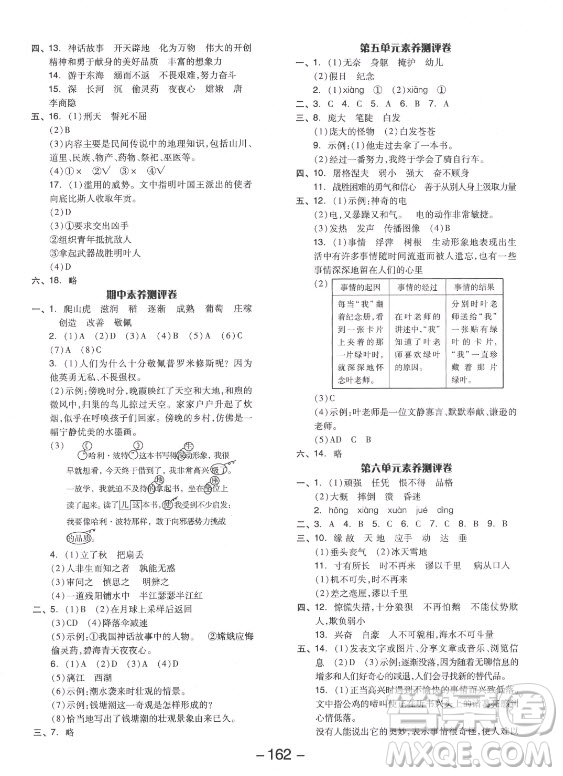 開(kāi)明出版社2021全品學(xué)練考語(yǔ)文四年級(jí)上冊(cè)RJ人教版答案