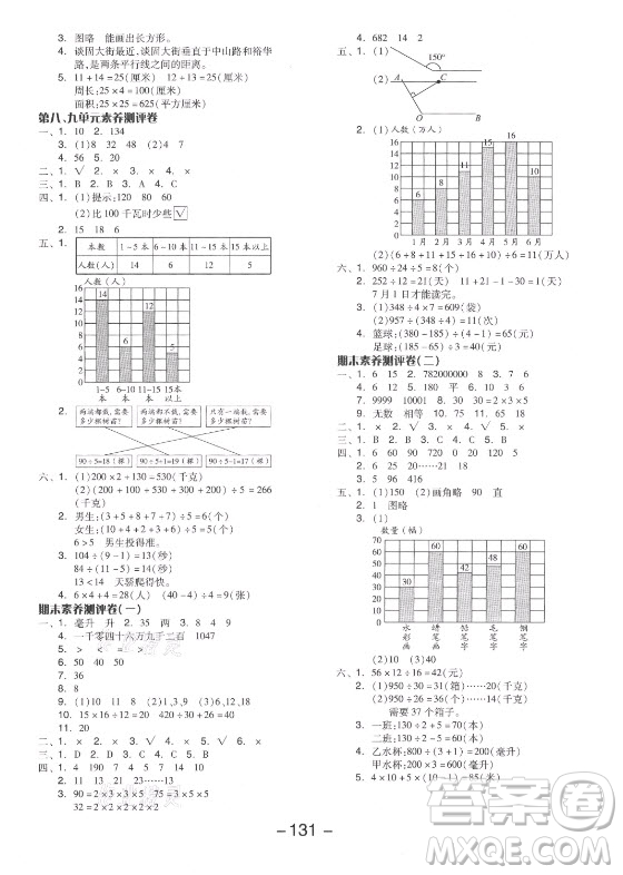 開(kāi)明出版社2021全品學(xué)練考數(shù)學(xué)四年級(jí)上冊(cè)JJ冀教版答案