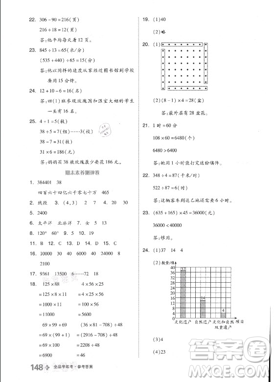 開明出版社2021全品學(xué)練考數(shù)學(xué)四年級(jí)上冊(cè)BJ北京版答案