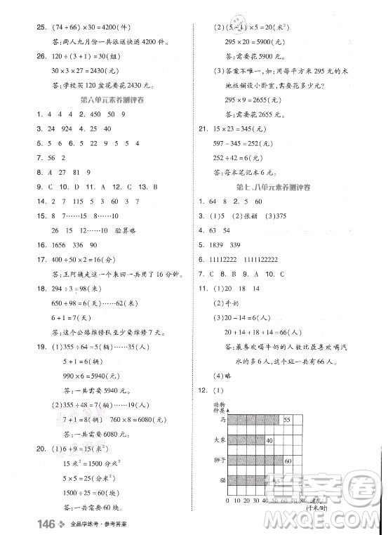開明出版社2021全品學(xué)練考數(shù)學(xué)四年級(jí)上冊(cè)BJ北京版答案