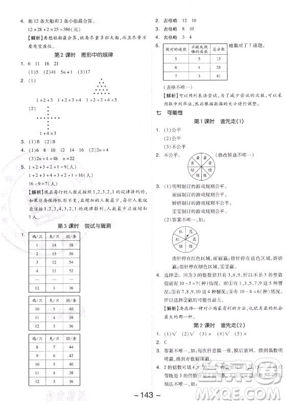 開明出版社2021全品學(xué)練考數(shù)學(xué)五年級上冊BS北師大版答案