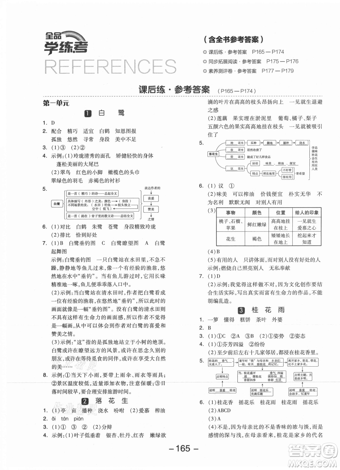 開明出版社2021全品學練考語文五年級上冊RJ人教版江蘇專版答案