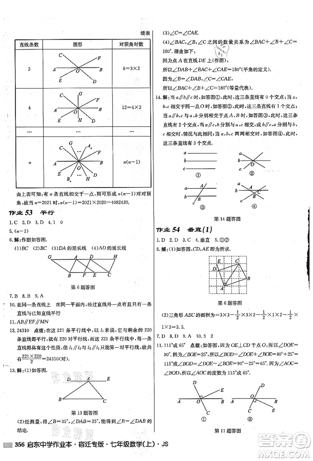 龍門書局2021啟東中學作業(yè)本七年級數(shù)學上冊JS江蘇版宿遷專版答案