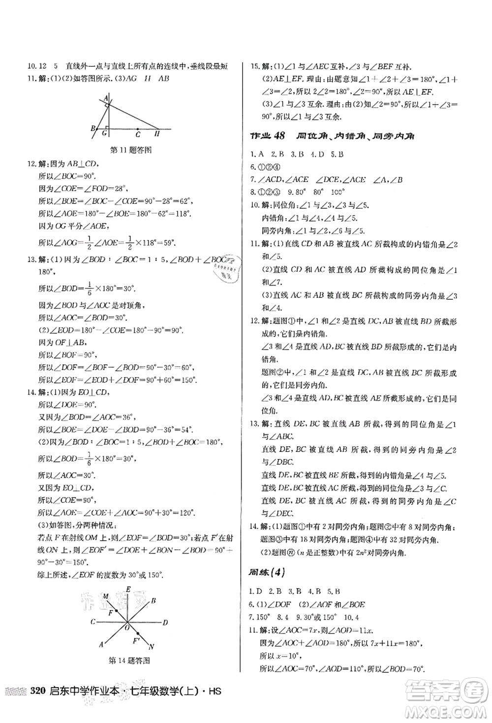 龍門(mén)書(shū)局2021啟東中學(xué)作業(yè)本七年級(jí)數(shù)學(xué)上冊(cè)HS華師版答案