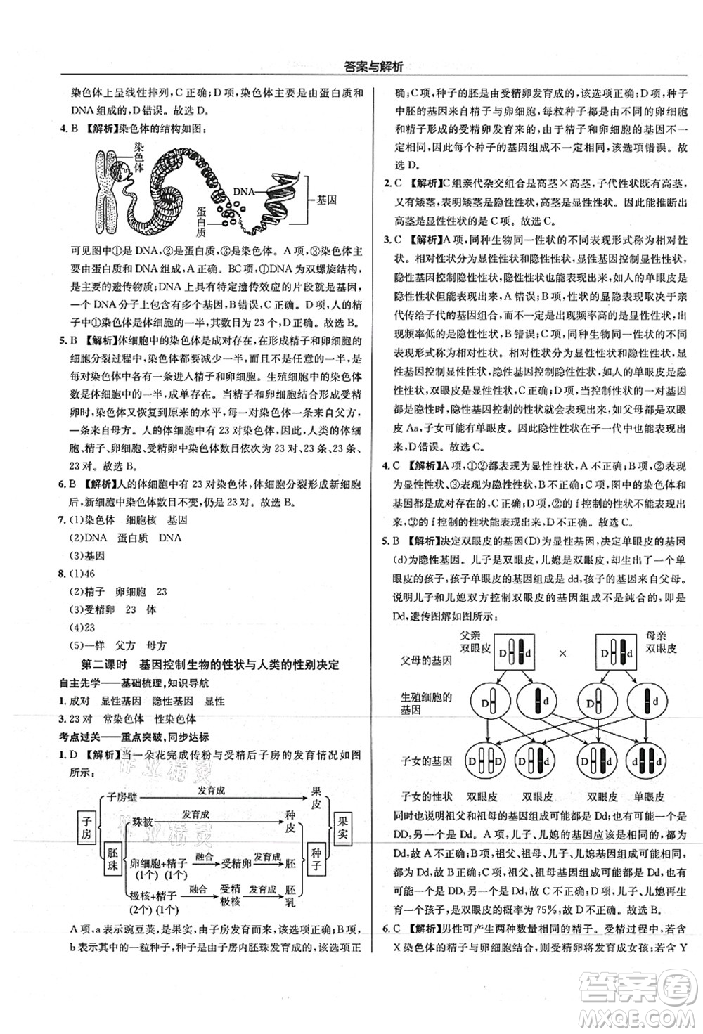 龍門書局2021啟東中學(xué)作業(yè)本八年級(jí)生物全一冊(cè)SK蘇科版答案