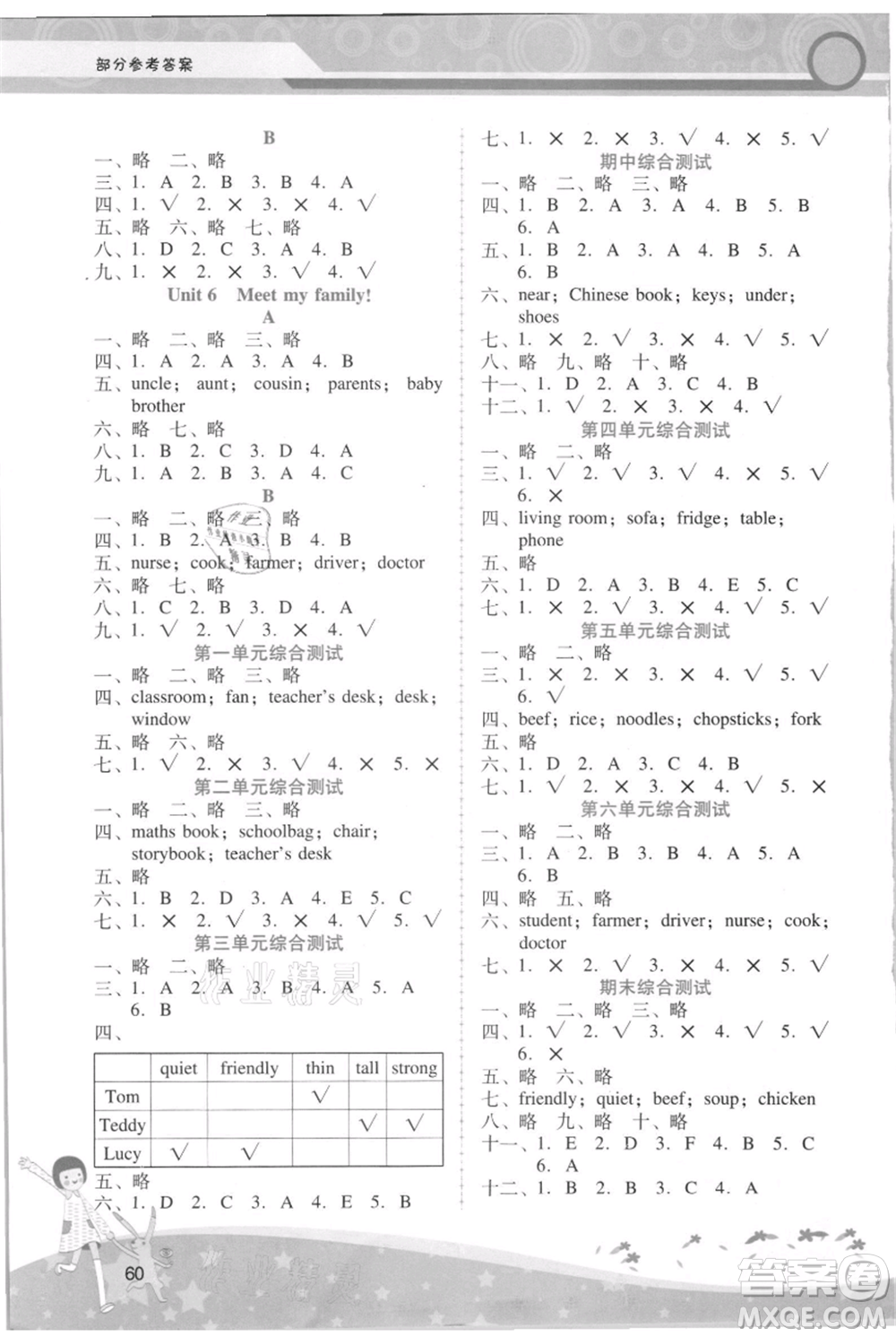 廣西師范大學(xué)出版社2021新課程學(xué)習(xí)輔導(dǎo)四年級(jí)上冊(cè)英語(yǔ)人教版參考答案