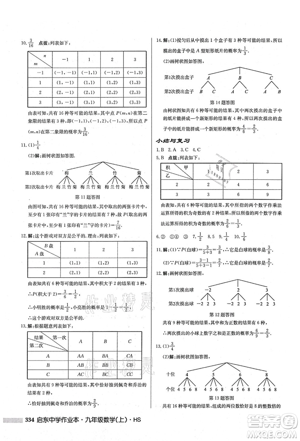 龍門書(shū)局2021啟東中學(xué)作業(yè)本九年級(jí)數(shù)學(xué)上冊(cè)HS華師版答案