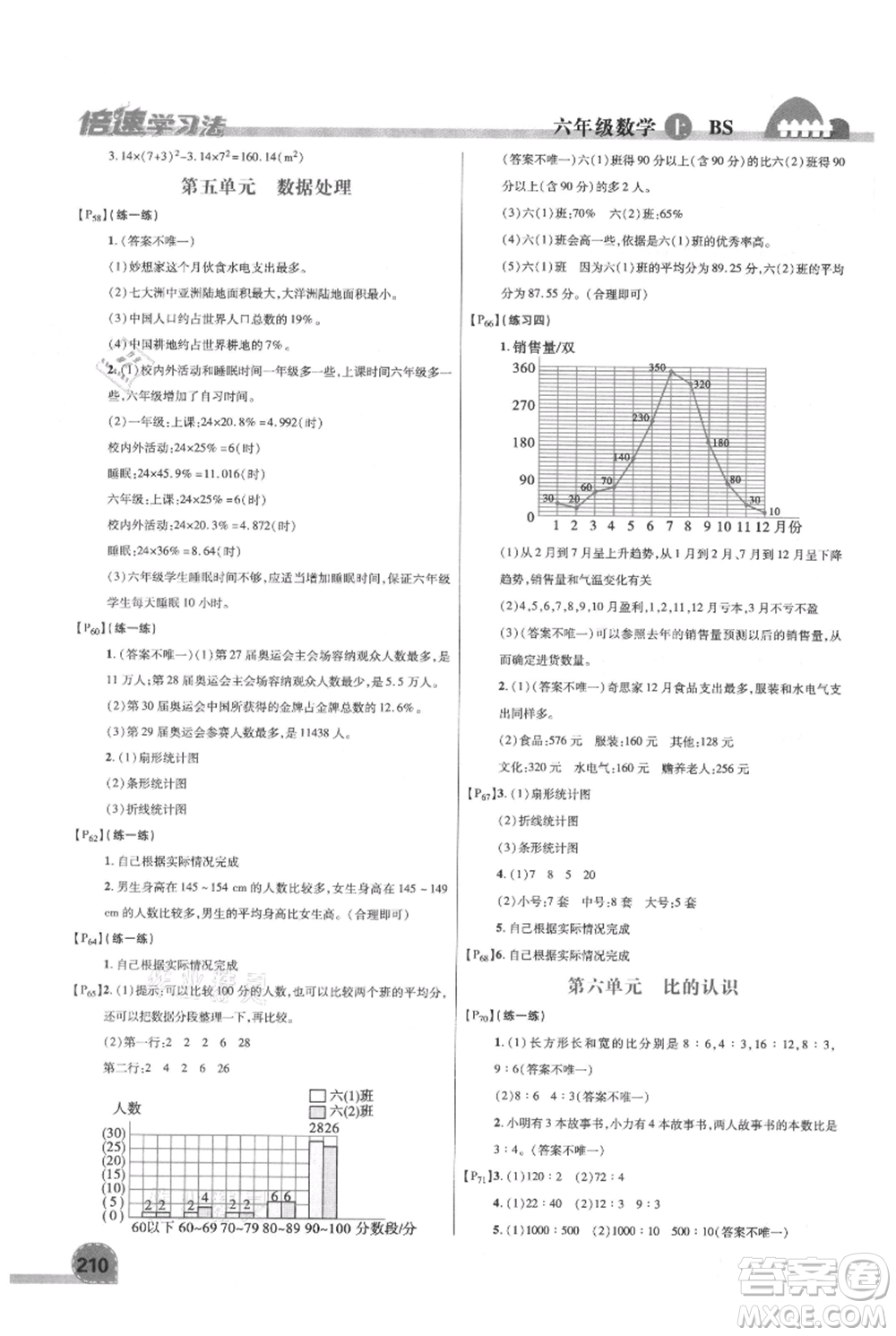 開明出版社2021倍速學(xué)習(xí)法六年級(jí)上冊(cè)數(shù)學(xué)北師大版參考答案
