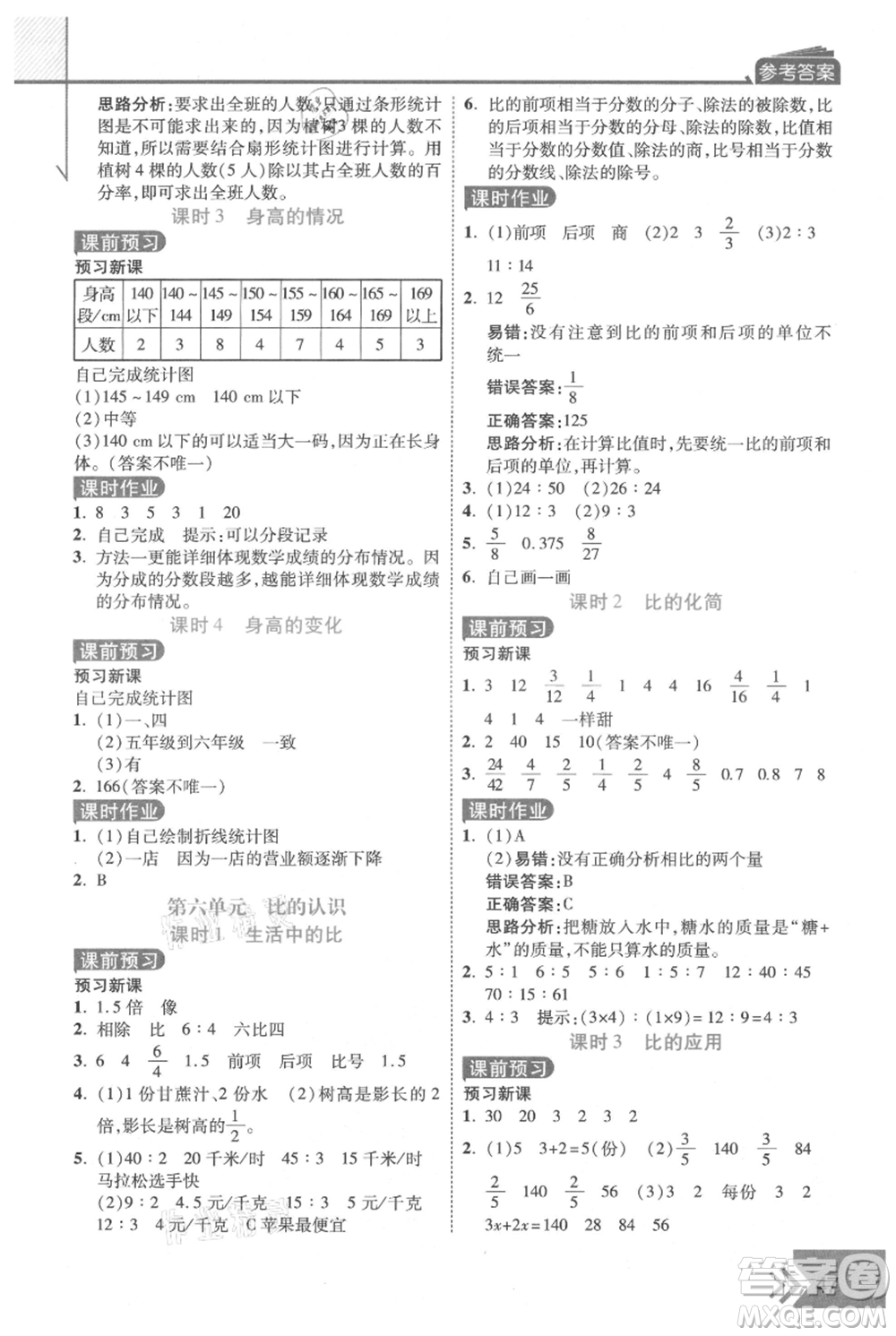 開明出版社2021倍速學(xué)習(xí)法六年級(jí)上冊(cè)數(shù)學(xué)北師大版參考答案