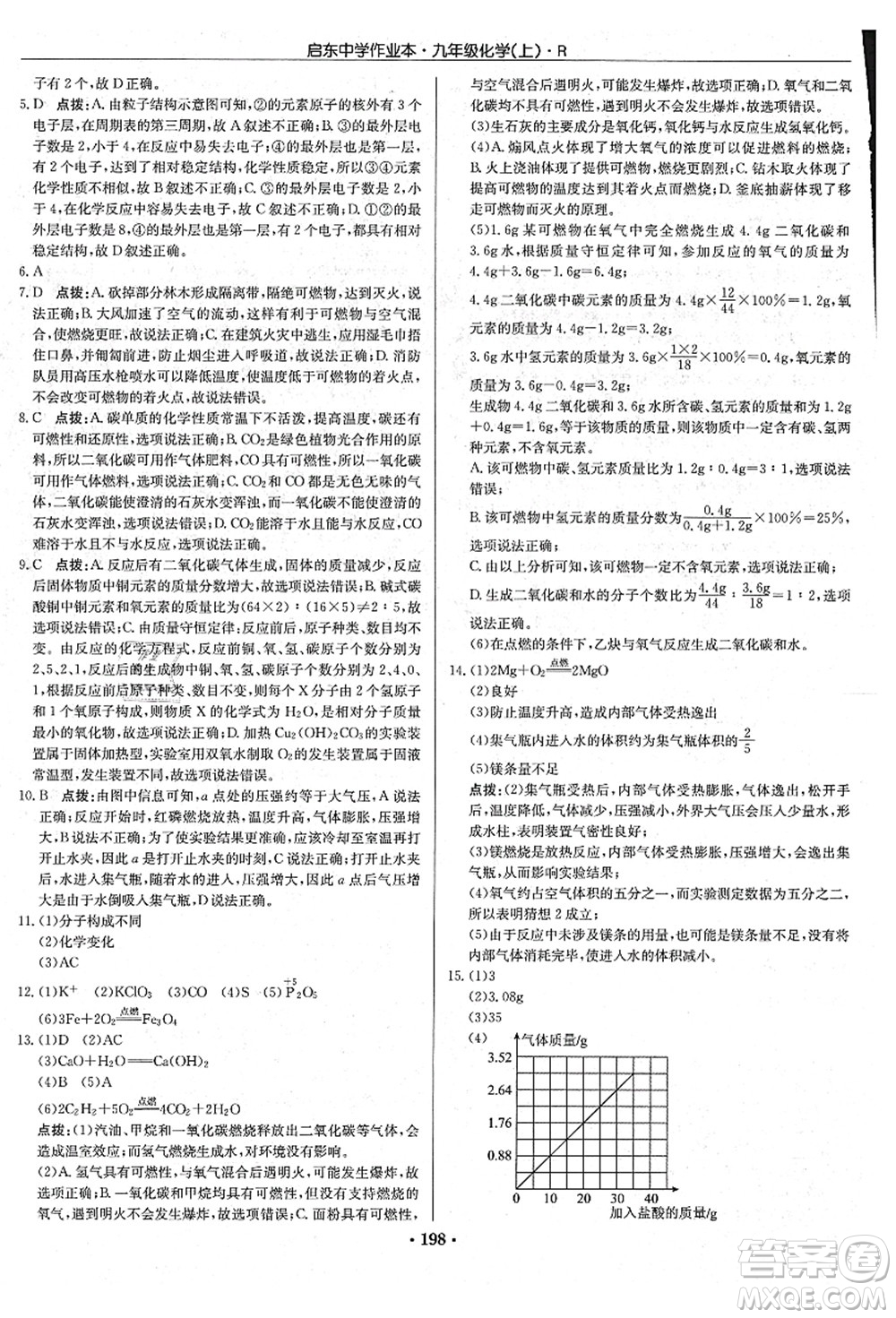 龍門書局2021啟東中學作業(yè)本九年級化學上冊R人教版吉林省專版答案