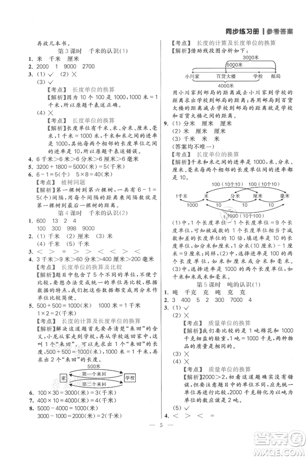 遠(yuǎn)方出版社2021年100分闖關(guān)同步練習(xí)冊三年級上冊數(shù)學(xué)人教版參考答案