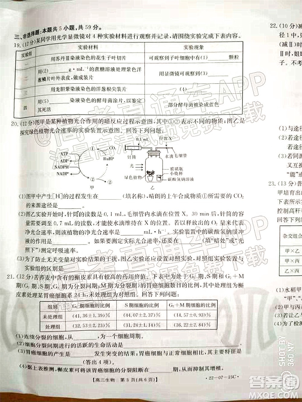 2022屆河北省金太陽9月聯(lián)考新高三第一次考試生物試題及答案