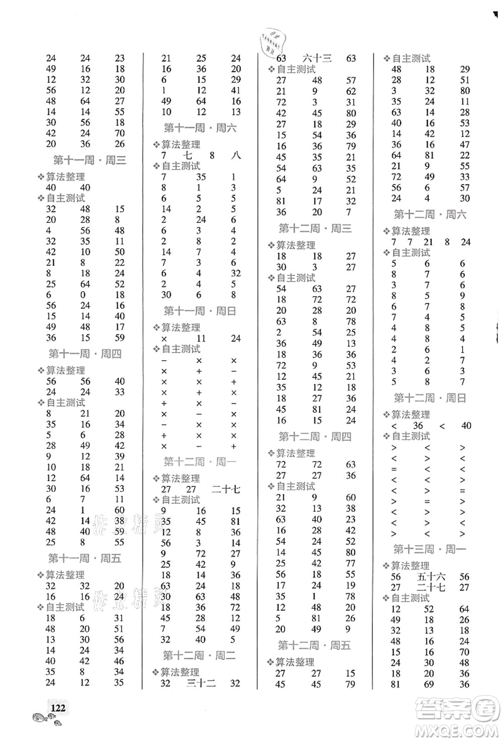 遼寧教育出版社2021小學(xué)學(xué)霸天天計(jì)算二年級數(shù)學(xué)上冊RJ人教版答案