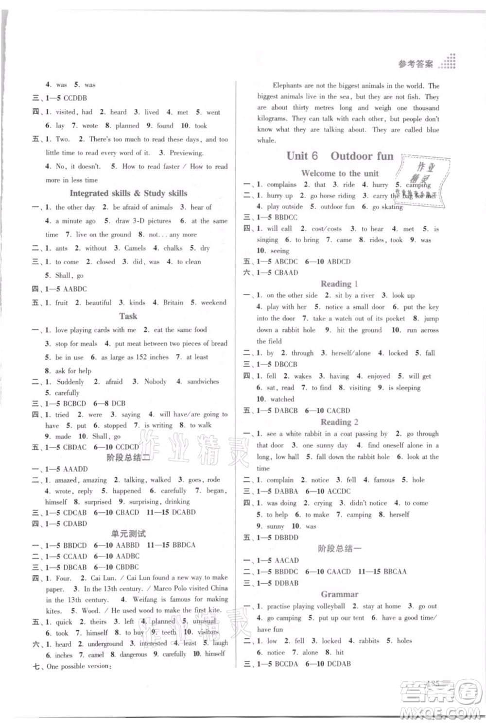 江蘇鳳凰美術出版社2021創(chuàng)新課時作業(yè)本七年級上冊英語江蘇版參考答案