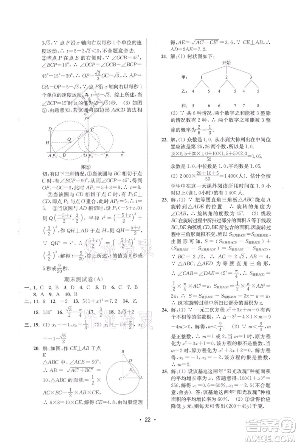 江蘇鳳凰美術(shù)出版社2021創(chuàng)新課時(shí)作業(yè)本九年級上冊數(shù)學(xué)蘇州專版參考答案